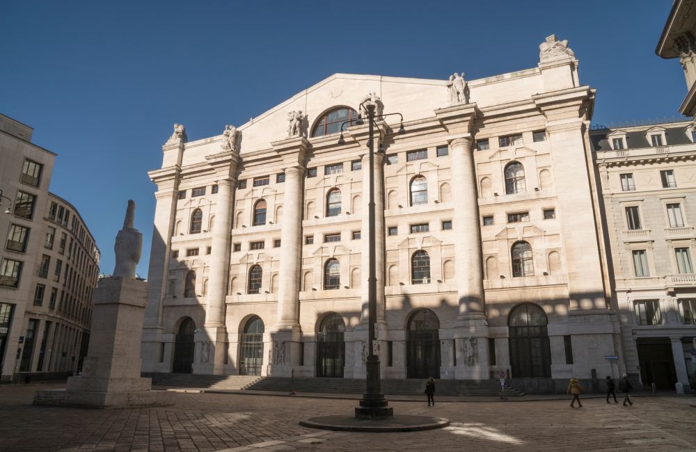 Palazzo Mezzanotte building, Italian stock exchange headquarter, in Milan.