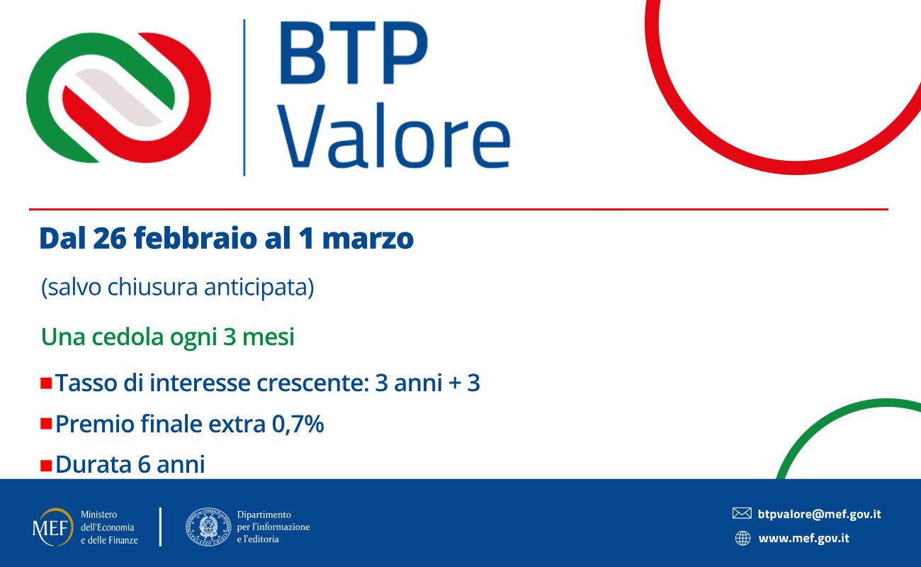 Terzo BTP Valore a 6 anni